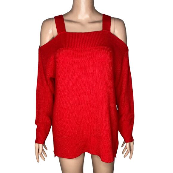 Sanctuary Sweater Womens XS Cold Shoulder Red New - Picture 2 of 14
